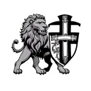 English Lion standing holding a st george cross shield with its front paws tattoo design idea