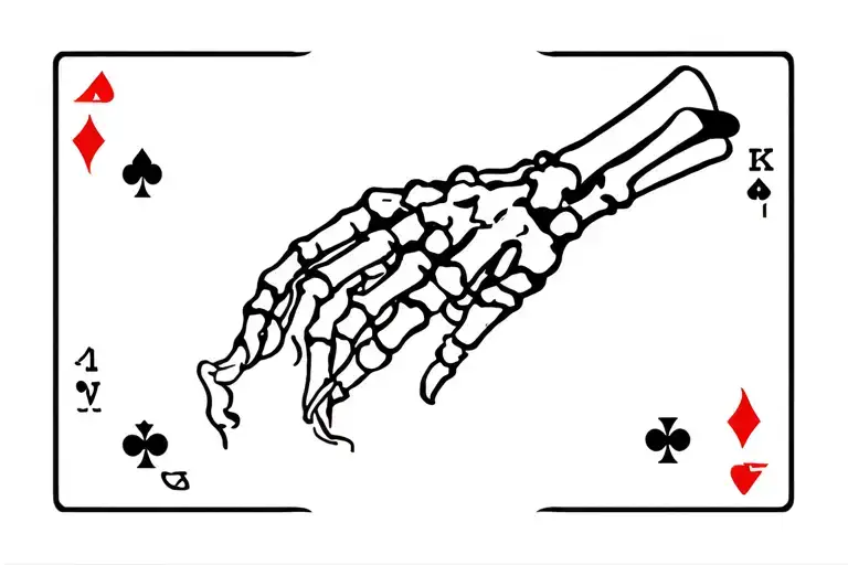 skeleton hand dropping cards tattoo design idea