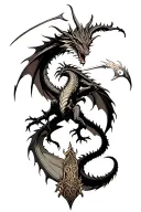 dragon slayer fighting tattoo design idea