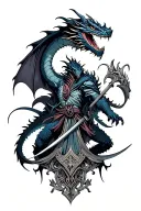 dragon slayer fighting tattoo design idea