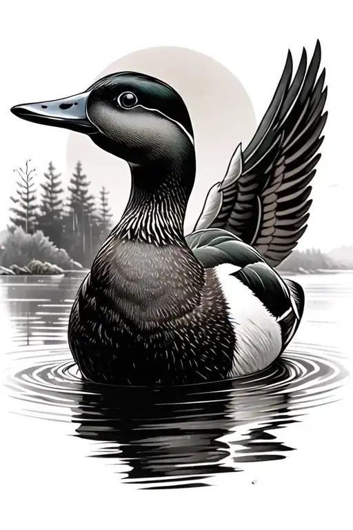 mallard duck scene tattoo design idea