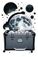 moon stuffing constelations in a suitcase tattoo design idea