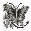 butterfly lifting anchor   tattoo design idea