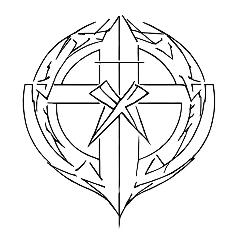 a cyber sigillism cross with a star in the middle of the cross  tattoo design idea