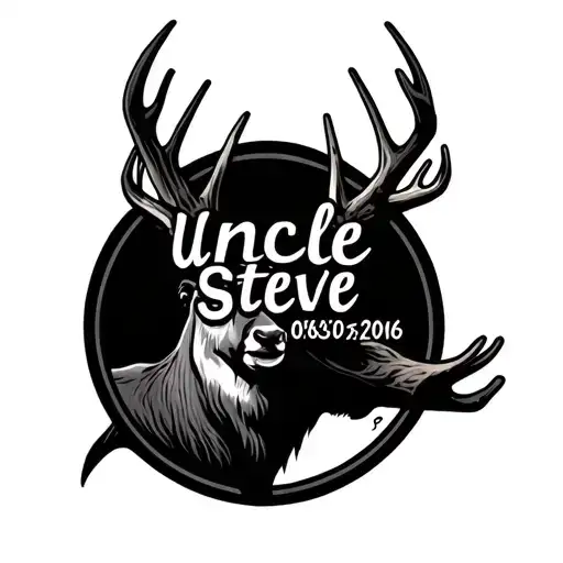  antlers that says uncle Steve with 09/06/1990-08/30/2016  tattoo design idea