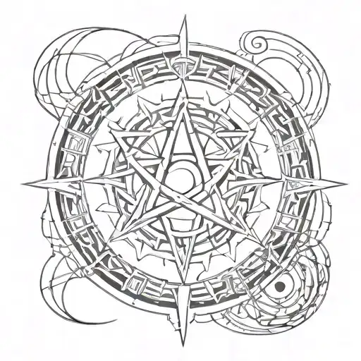 cyber sigilism Wiccan symbols tattoo design idea