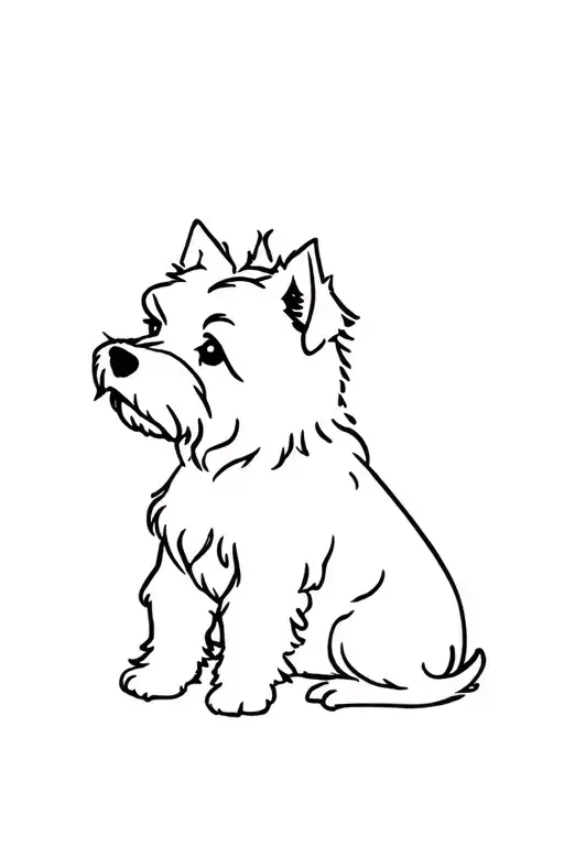 westie sitting facing away tattoo design idea