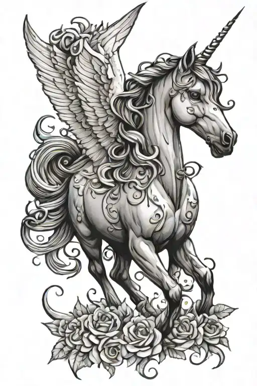 fairy unicorn tattoo design idea