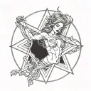Lilith , pentagram intertwined tattoo design idea