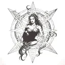 Lilith , pentagram intertwined tattoo design idea