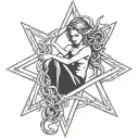 Lilith , pentagram intertwined tattoo design idea