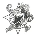 Lilith , pentagram intertwined tattoo design idea
