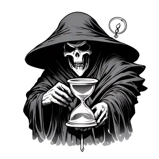 grimreaper holding hourglass tattoo design idea