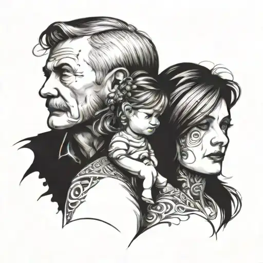 tattoo of father, mother and daughter tattoo design idea