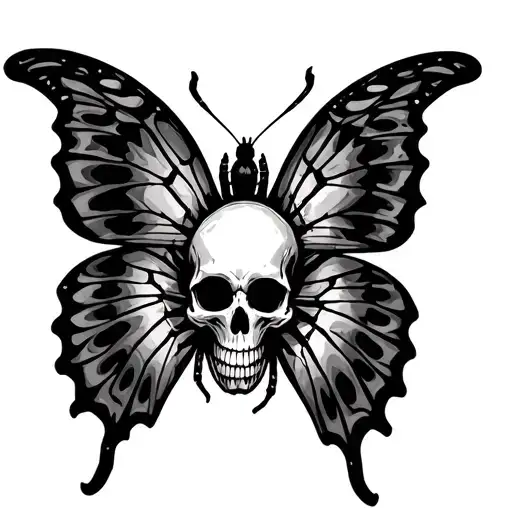 skull web spider butterfly tattoo design idea
