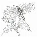 dragonfly on a tulip flower tattoo design idea