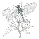 dragonfly on a tulip flower tattoo design idea