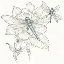 dragonfly on a tulip flower tattoo design idea