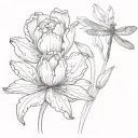 dragonfly on a tulip flower tattoo design idea