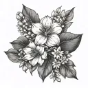 may birth flower bouquet with the name "Kambrie" and the date "05/20/2021 tattoo design idea