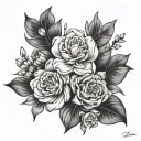 may birth flower bouquet with the name "Kambrie" and the date "05/20/2021 tattoo design idea
