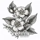 may birth flower bouquet with the name "Kambrie" and the date "05/20/2021 tattoo design idea