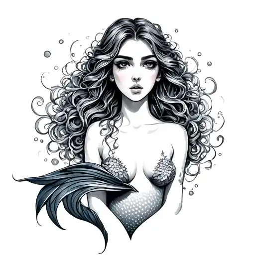 Topless Mermaid tattoo design idea