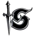 cursive c wrapped around a small dagger tattoo design idea