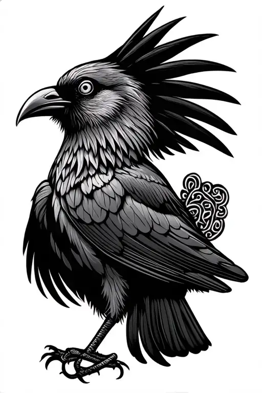 Cornish Chough, Celtic band, Marquesan style tattoo design tattoo design idea
