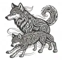 wolf and wolf cub tattoo design idea