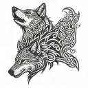 wolf and wolf cub tattoo design idea