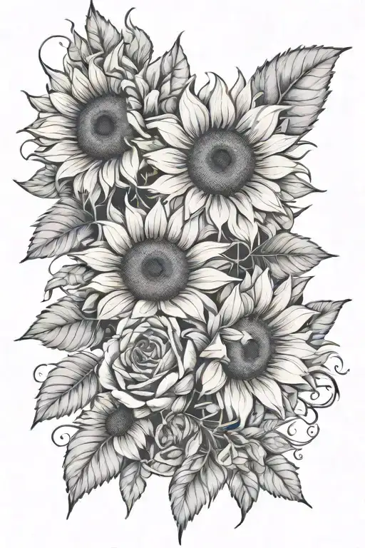 sunflowers, rose intertwined symbolizing tattoo design idea
