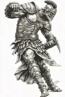 gladiator fighting tattoo design idea