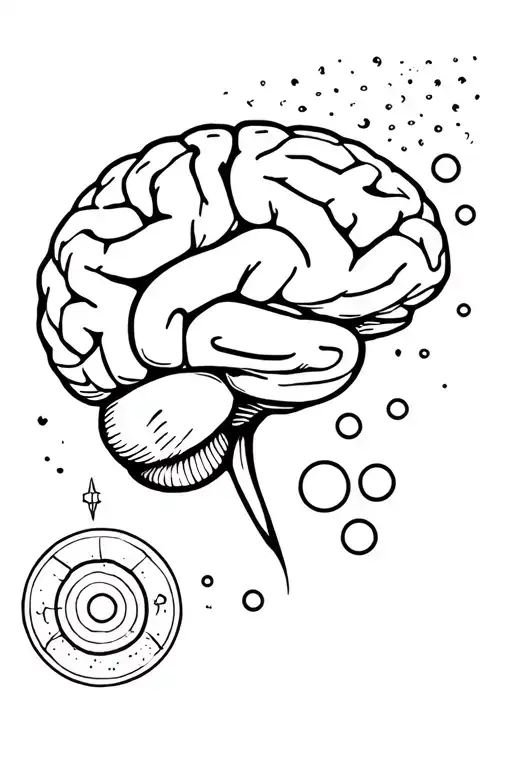 adhd brain with cosmic thinking bubble filled tattoo design idea