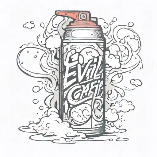 Evil spray can with graffiti writing in the middle SNOW → make it bent into graffiti in an even more evil style tattoo design idea