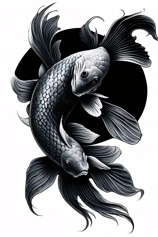 two headed koi fish tattoo design idea