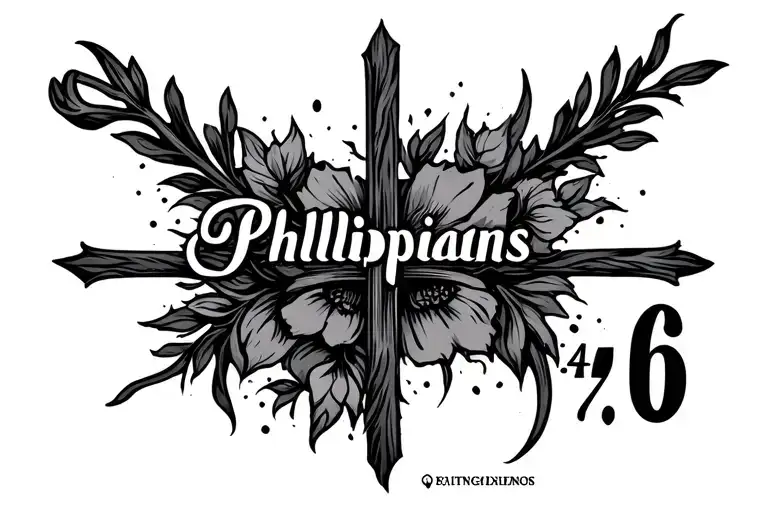 "Philippians 4:6" cross tattoo design idea