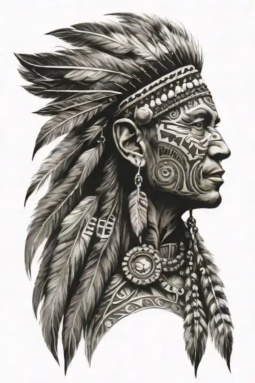 Cherokee tribal sleeve tattoo design idea