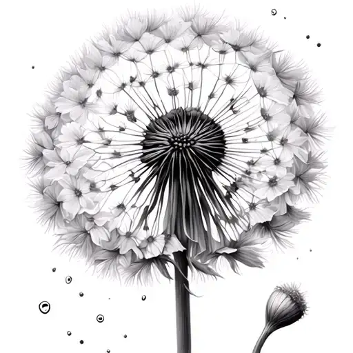 "For the hope of it all" "For the hope of it all" small Dandelion tattoo with only one seed floating away tattoo design idea