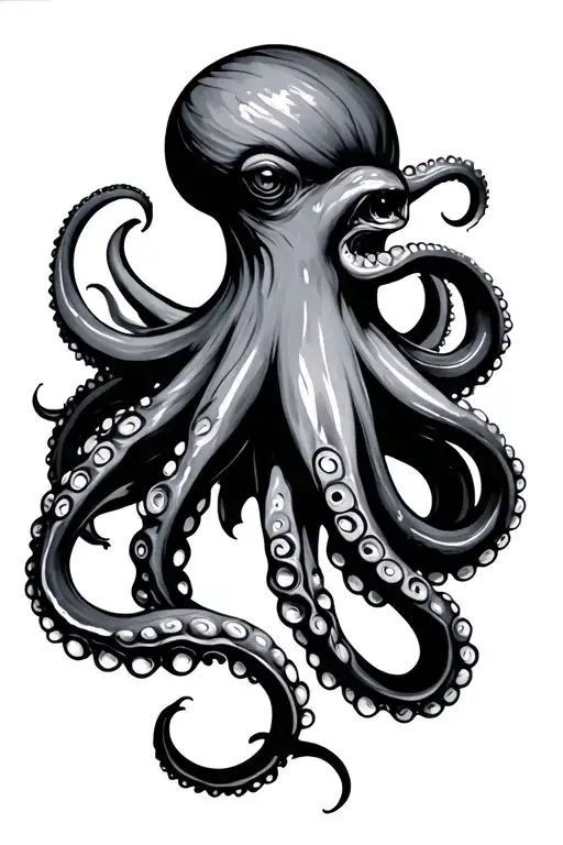 octopus wrapping its tentacles tattoo design idea
