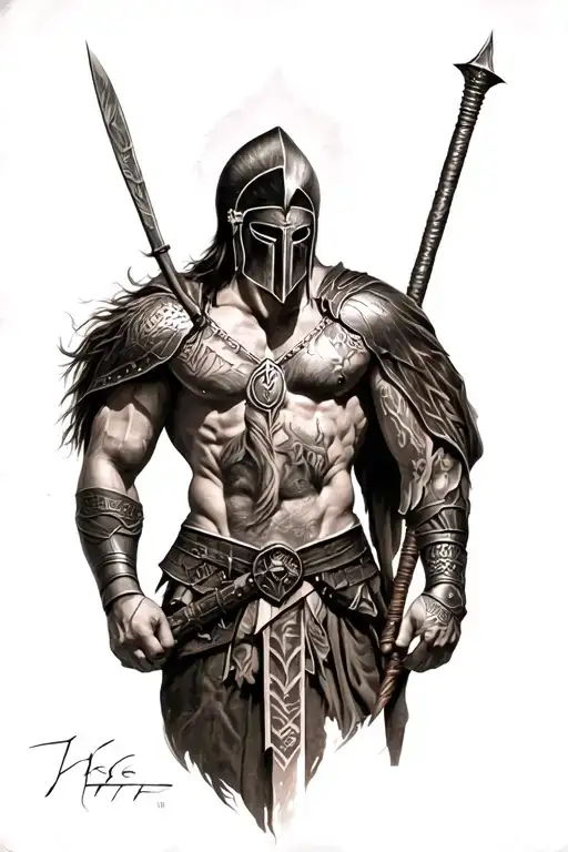 spartan warrior tattoo design idea