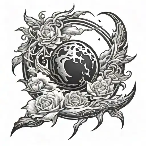 flash moon tattoo design idea