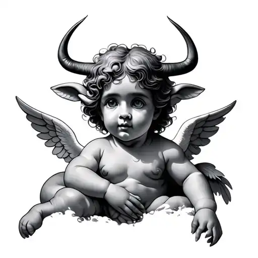 cherubs taurus zodiac sign tattoo design idea