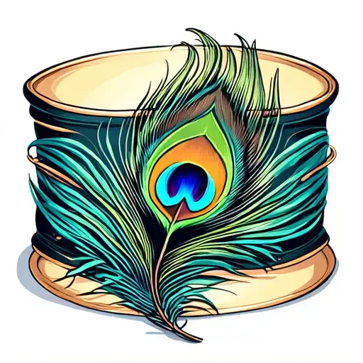 trishul ,damru and peacock feather in same bracelet tattoo design idea