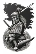 lone wolf eagle feather samurai warrior tattoo design idea