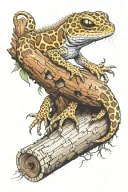 leopard gecko wrapped on log tattoo design idea