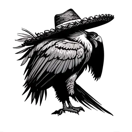 Colombian Andean Condor with sombrero tattoo design idea