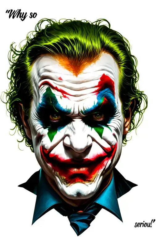 "Why so serious " joker face tattoo design idea