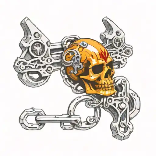harley davidson motorcycle weapons skull chain lock tattoo design idea