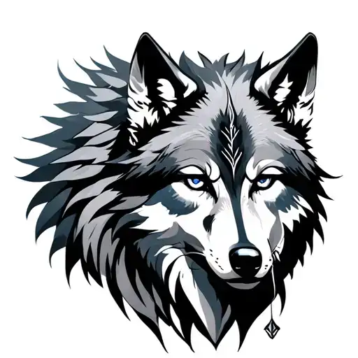 Skadi Goddess with wolf tattoo design idea